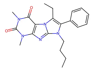 6-Butyl-8-ethyl-2,4-dimethyl-7-phenylpurino[7,8-a]imidazole-1,3-dione structure