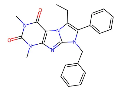 6-Benzyl-8-ethyl-2,4-dimethyl-7-phenylpurino[7,8-a]imidazole-1,3-dione structure