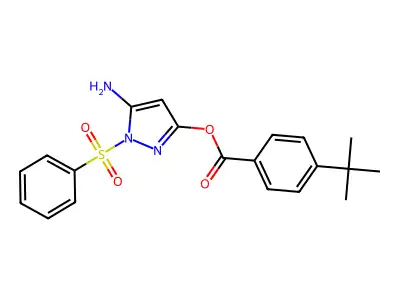 5-amino-1-(benzenesulfonyl)-1H-pyrazol-3-yl 4-tert-butylbenzoate structure