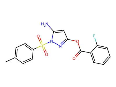 5-amino-1-tosyl-1H-pyrazol-3-yl 2-fluorobenzoate structure