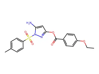 5-amino-1-(4-methylbenzenesulfonyl)-1H-pyrazol-3-yl 4-ethoxybenzoate structure
