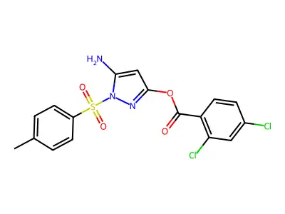 5-amino-1-tosyl-1H-pyrazol-3-yl 2,4-dichlorobenzoate structure