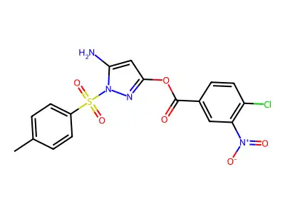 5-amino-1-tosyl-1H-pyrazol-3-yl 4-chloro-3-nitrobenzoate structure