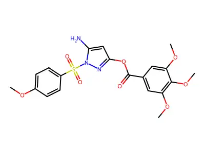 5-amino-1-(4-methoxybenzenesulfonyl)-1H-pyrazol-3-yl 3,4,5-trimethoxybenzoate structure