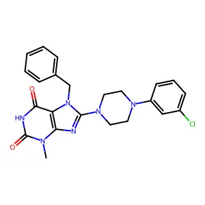 7-benzyl-8-(4-(3-chlorophenyl)piperazin-1-yl)-3-methyl-1H-purine-2,6(3H,7H)-dione structure