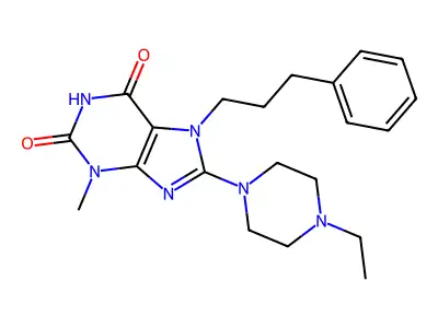 8-(4-ethylpiperazin-1-yl)-3-methyl-7-(3-phenylpropyl)-1H-purine-2,6(3H,7H)-dione structure