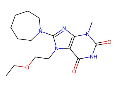 8-(azepan-1-yl)-7-(2-ethoxyethyl)-3-methyl-1H-purine-2,6(3H,7H)-dione structure