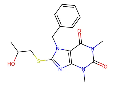 7-Benzyl-8-(2-hydroxy-propylsulfanyl)-1,3-dimethyl-3,7-dihydro-purine-2,6-dione structure
