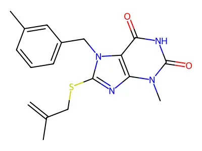 3-methyl-8-((2-methylallyl)thio)-7-(3-methylbenzyl)-1H-purine-2,6(3H,7H)-dione structure