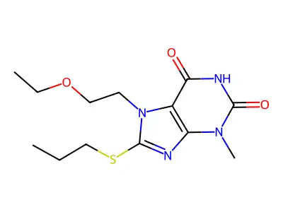 7-(2-Ethoxyethyl)-3-methyl-8-propylsulfanylpurine-2,6-dione structure