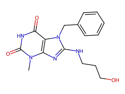 7-Benzyl-8-(3-hydroxypropylamino)-3-methylpurine-2,6-dione structure