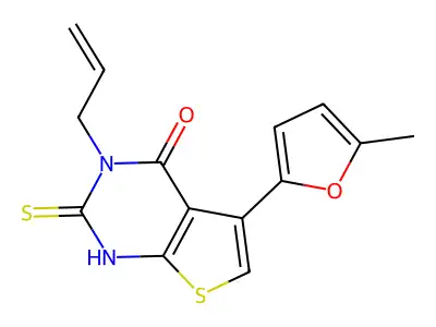 5-(5-methylfuran-2-yl)-3-phenyl-2-sulfanylidene-1H-thieno[2,3-d]pyrimidin-4-one structure
