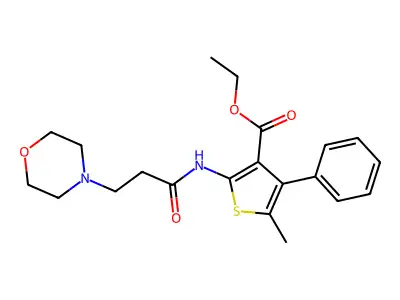 Ethyl 5-methyl-2-[3-(morpholin-4-yl)propanamido]-4-phenylthiophene-3-carboxylate structure