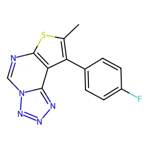 9-(4-Fluorophenyl)-8-methyltetrazolo[1,5-c]thieno[3,2-e]pyrimidine structure