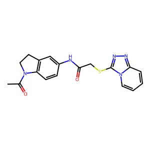 2-([1,2,4]triazolo[4,3-a]pyridin-3-ylthio)-N-(1-acetylindolin-5-yl)acetamide structure