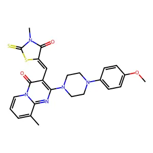 2-[4-(4-methoxyphenyl)piperazin-1-yl]-9-methyl-3-[(Z)-(3-methyl-4-oxo-2-thioxo-1,3-thiazolidin-5-ylidene)methyl]-4H-pyrido[1,2-a]pyrimidin-4-one structure