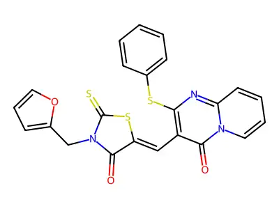 3-{(Z)-[3-(2-FURYLMETHYL)-4-OXO-2-THIOXO-1,3-THIAZOLIDIN-5-YLIDENE]METHYL}-2-(PHENYLSULFANYL)-4H-PYRIDO[1,2-A]PYRIMIDIN-4-ONE structure