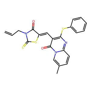(Z)-3-allyl-5-((7-methyl-4-oxo-2-(phenylthio)-4H-pyrido[1,2-a]pyrimidin-3-yl)methylene)-2-thioxothiazolidin-4-one structure