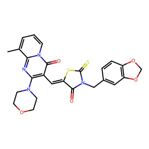 3-{(Z)-[3-(1,3-BENZODIOXOL-5-YLMETHYL)-4-OXO-2-THIOXO-1,3-THIAZOLIDIN-5-YLIDENE]METHYL}-9-METHYL-2-(4-MORPHOLINYL)-4H-PYRIDO[1,2-A]PYRIMIDIN-4-ONE structure