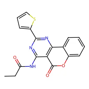 N-(5-oxo-2-thiophen-2-ylchromeno[4,3-d]pyrimidin-4-yl)propanamide structure