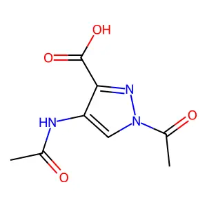 1-Acetyl-4-(acetylamino)-1H-pyrazole-3-carboxylic acid structure