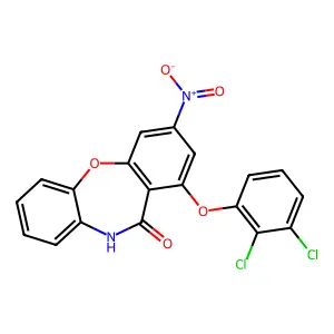 7-(2,3-dichlorophenoxy)-9-nitro-5H-benzo[b][1,4]benzoxazepin-6-one structure