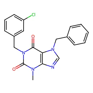 7-Benzyl-1-(3-chlorobenzyl)-3-methyl-3,7-dihydro-1H-purine-2,6-dione structure