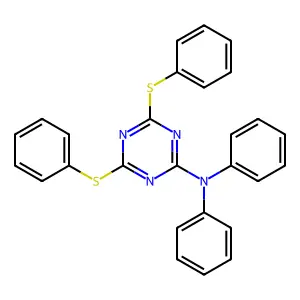 N,N-diphenyl-4,6-bis(phenylsulfanyl)-1,3,5-triazin-2-amine structure