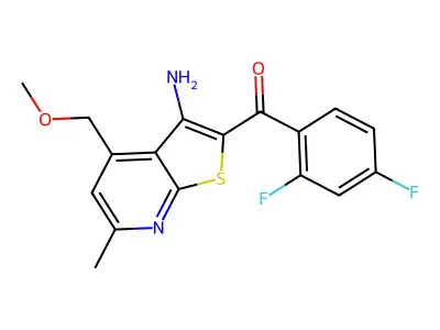 [3-amino-4-(methoxymethyl)-6-methylthieno[2,3-b]pyridin-2-yl](2,4-difluorophenyl)methanone structure