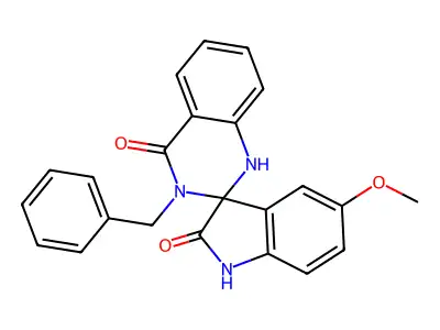 3'-benzyl-5-methoxyspiro[1H-indole-3,2'-1H-quinazoline]-2,4'-dione structure