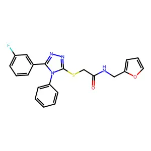 2-[[5-(3-fluorophenyl)-4-phenyl-1,2,4-triazol-3-yl]sulfanyl]-N-(furan-2-ylmethyl)acetamide structure