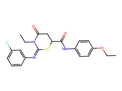 (2Z)-N-(4-ethoxyphenyl)-3-ethyl-2-[(3-fluorophenyl)imino]-4-oxo-1,3-thiazinane-6-carboxamide structure