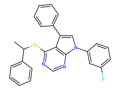 7-(3-Fluorophenyl)-5-phenyl-4-(phenylethylthio)pyrrolo[2,3-d]pyrimidine structure