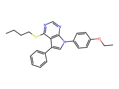 4-(butylsulfanyl)-7-(4-ethoxyphenyl)-5-phenyl-7H-pyrrolo[2,3-d]pyrimidine structure