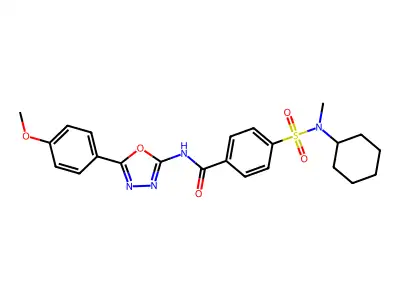 4-[cyclohexyl(methyl)sulfamoyl]-N-[5-(4-methoxyphenyl)-1,3,4-oxadiazol-2-yl]benzamide structure