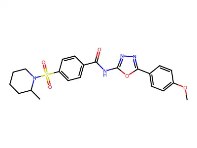 N-[5-(4-methoxyphenyl)-1,3,4-oxadiazol-2-yl]-4-[(2-methylpiperidin-1-yl)sulfonyl]benzamide structure