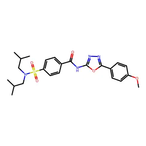 4-[bis(2-methylpropyl)sulfamoyl]-N-[5-(4-methoxyphenyl)-1,3,4-oxadiazol-2-yl]benzamide structure