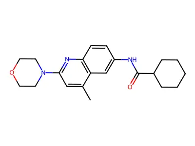 N-[4-methyl-2-(4-morpholinyl)-6-quinolinyl]cyclohexanecarboxamide structure