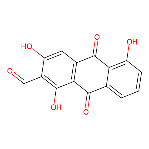 1,3,5-Trihydroxy-9,10-dioxoanthracene-2-carbaldehyde structure