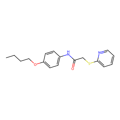 N-(4-butoxyphenyl)-2-(2-pyridylthio)acetamide structure