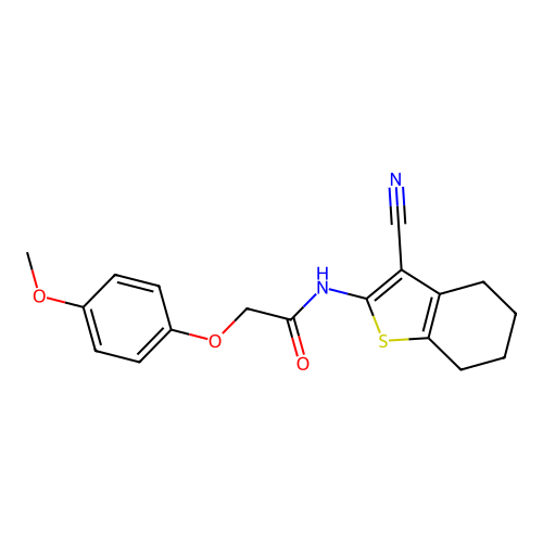 N-(3-cyano-4,5,6,7-tetrahydro-1-benzothien-2-yl)-2-(4-methoxyphenoxy)acetamide structure