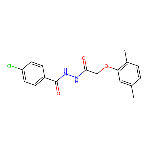 4-chloro-N'-[(2,5-dimethylphenoxy)acetyl]benzohydrazide structure