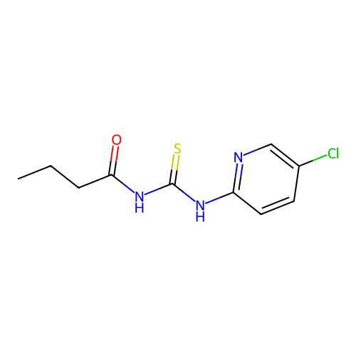 N-[(5-chloropyridin-2-yl)carbamothioyl]butanamide structure