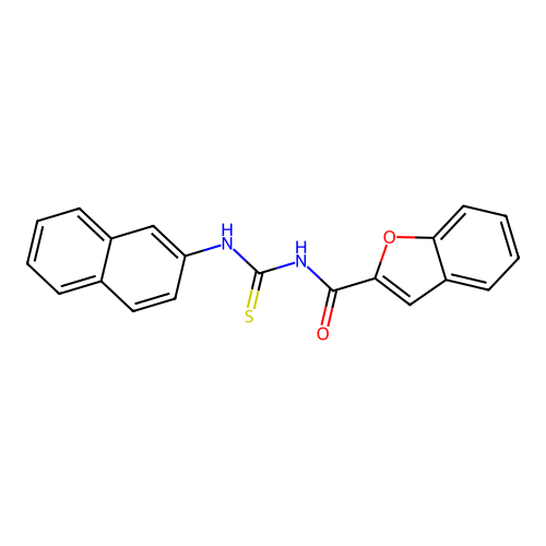 N-(naphthalen-2-ylcarbamothioyl)-1-benzofuran-2-carboxamide structure