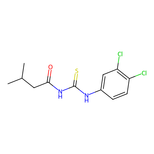 N-[(3,4-dichlorophenyl)carbamothioyl]-3-methylbutanamide structure