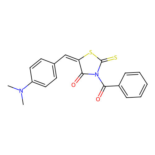 (E)-3-benzoyl-5-(4-(dimethylamino)benzylidene)-2-thioxothiazolidin-4-one structure
