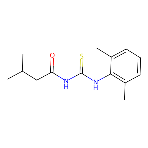 N-[(2,6-dimethylphenyl)carbamothioyl]-3-methylbutanamide structure