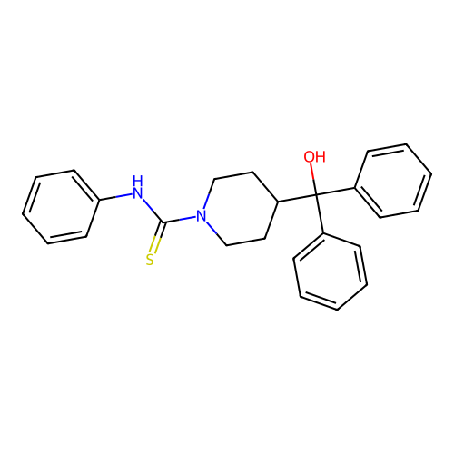 4-[hydroxy(diphenyl)methyl]-N-phenylpiperidine-1-carbothioamide structure