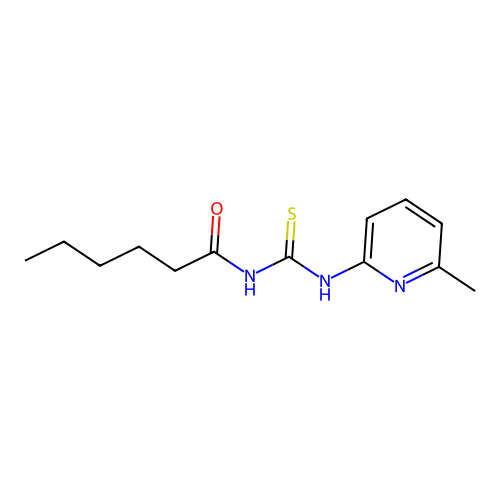 N-[(6-methylpyridin-2-yl)carbamothioyl]hexanamide structure