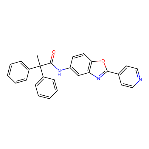 2,2-diphenyl-N-[2-(pyridin-4-yl)-1,3-benzoxazol-5-yl]propanamide structure